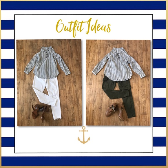 Striped Cold Shoulder Top - Picture 2 of 7